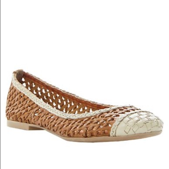 Dune London Tan Madalyn Weaved Leather Ballerina Flats - Picture 6 of 11